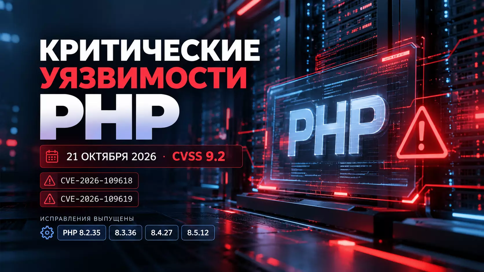 Критические уязвимости PHP — октябрь 2026 Критические уязвимости PHP CVE-2026-109618 и CVE-2026-109619 — обновления безопасности